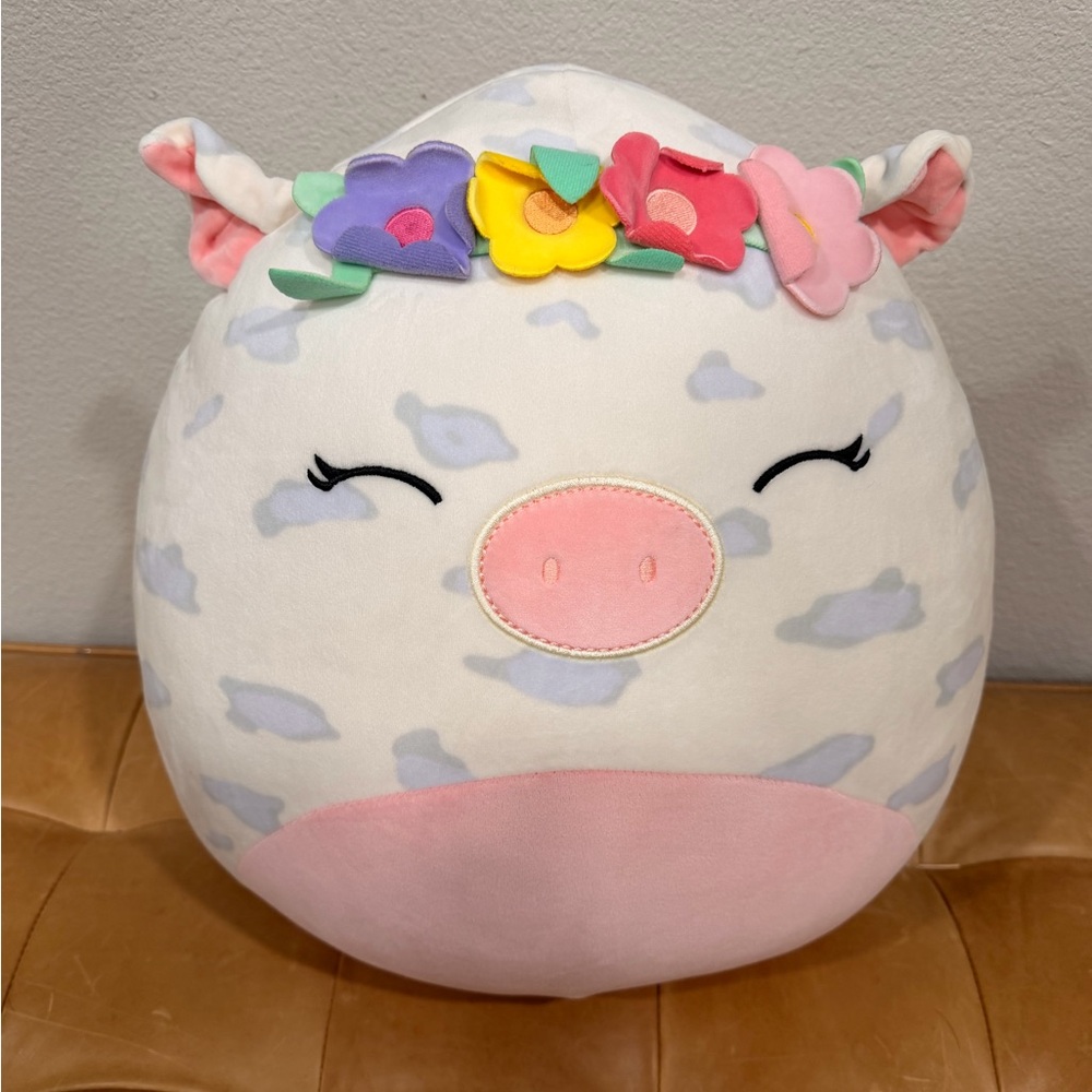 Squishmallows‎ Cow Plush Flower Crown Large 16 Inch Stuffed Animal